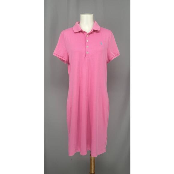 Ralph Lauren Dress Womens Large Cotton Mesh Polo Pink Preppy Tenniscore Academia - Picture 1 of 14